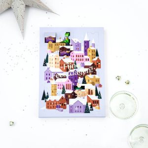 Aftelkalender met huisjes, fijne feestdagen 24 vakjes